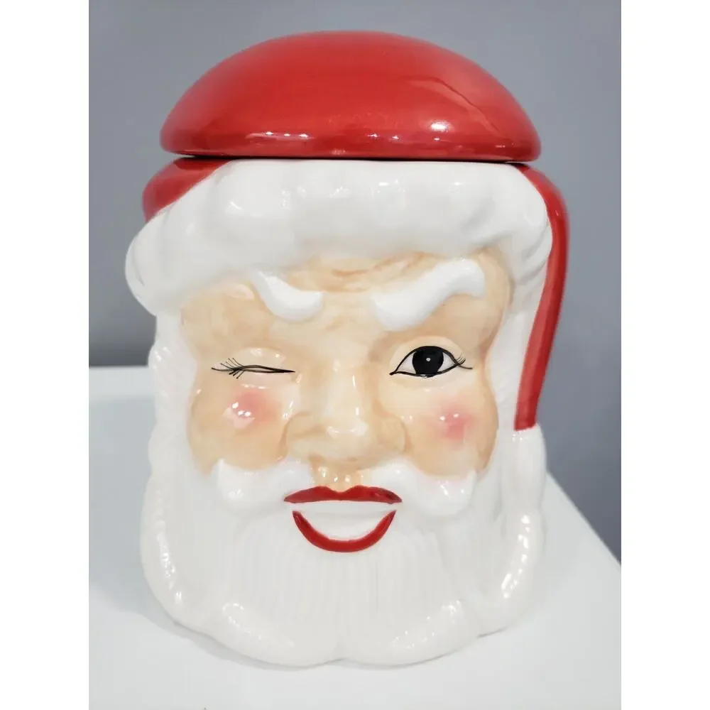 Vermont Country Store Santa Claus Winking Cookie Jar Retro Decor Kitschy Grandma